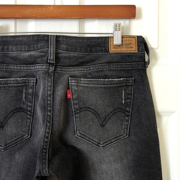 Levi's Y2K 545 Classic Low Rise Slim Fit Ankle Boot Cut Jeans Faded Black 8 - Picture 13 of 15